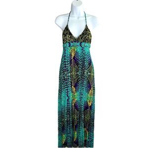 COPY - MISS BIKINI Luxury Brand Made In Italy Long Dress Abstract Printed Beade…